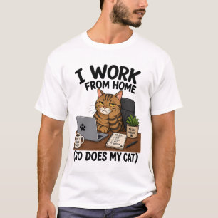 Camiseta de Gato que Trabalha de Casa