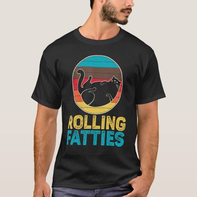 Camiseta de Gato Rolling Fatties Amantes de Gatos  (Frente)