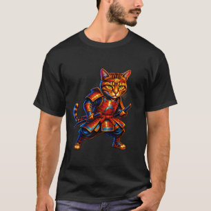Camiseta de Gato Samurai de Fogo – Guerreiro Felin
