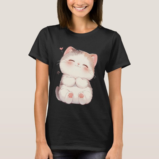 Camiseta de Gato Sorridente Fofa (Frente)
