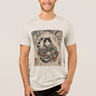 Camiseta de Gato Tradicional Japonês Kimono
