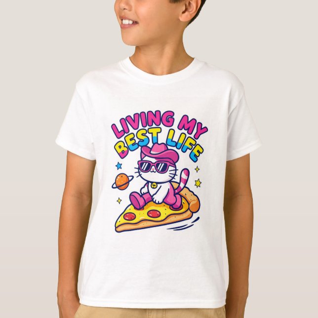 Camiseta de Gato Vivendo Minha Melhor Vida (Frente)
