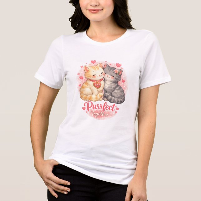 Camiseta de Gatos Fofos Juntos Perfeitos – Gato Ro (Frente)