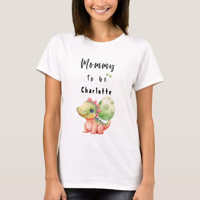 Camiseta de Gestante de Dinossauro Bebê em Aquarel (Frente)