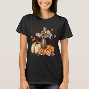 Camiseta Dê Graças Ao Senhor Outono Abóbora Dia De Ação De