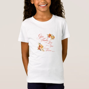 Camiseta Dê Graças ao Senhor outono floral aquarela