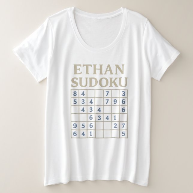 Camiseta de grade lógica personalizada de Sudoku E (Frente do Design)