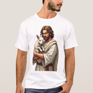 Camiseta de Gravura Vintage Bom Pastor Jesus