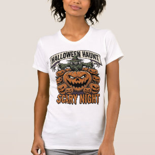 Camiseta de Gravura Vintage de Abóboras Assustador