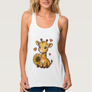 Camiseta de Gravura Vintage de Girassol de Girafa 