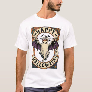 Camiseta de Gravura Vintage de Morcego de Hallowee