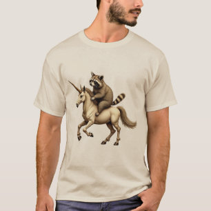 Camiseta de Guaxinim Montando um Unicórnio – Desig