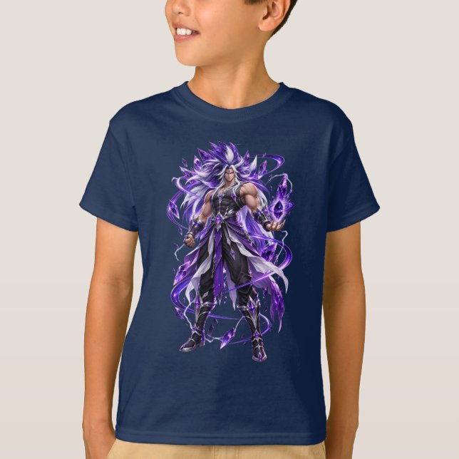 Camiseta de Guerreiro Fantasia Aura Roxa (Frente)
