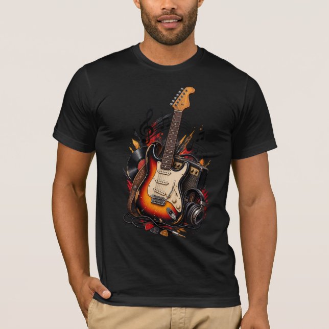 Camiseta de Guitarra Elétrica Clássica e Disco de  (Frente)