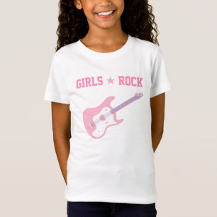Camiseta de Guitarra Rosa para Garotas Rock Star