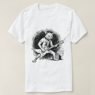 Camiseta de Guitarrista de Gato com Tinta Gritty p