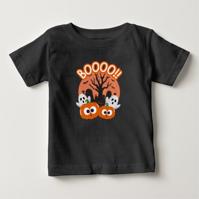 Camiseta de Halloween BOOO Abóbora Fantasma (Frente)