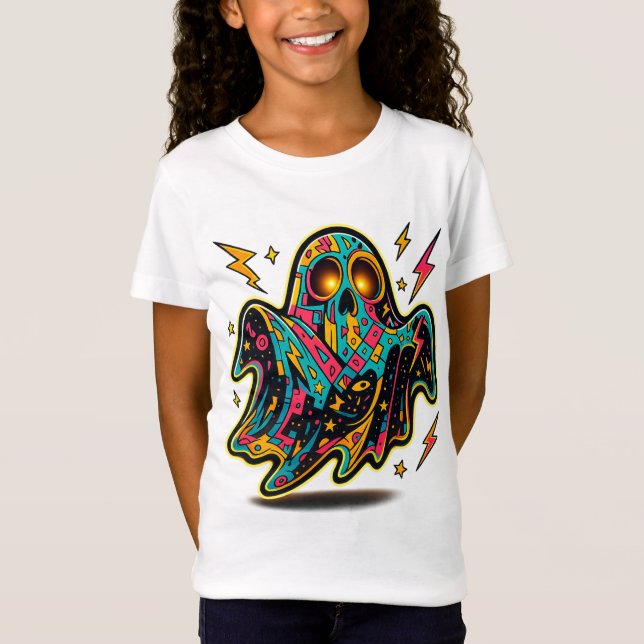 Camiseta de Halloween Colorida para Meninas com Fa (Frente)