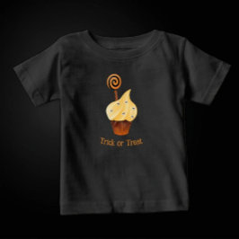 Camiseta de Halloween com Cupcake Laranja e Texto