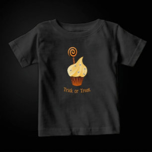 Camiseta de Halloween com Cupcake Laranja e Texto 