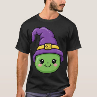 Camiseta de Halloween com Rosto de Bruxa Fofa