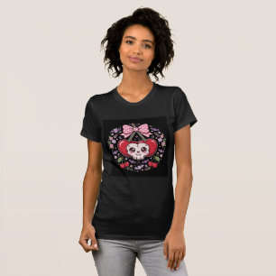 Camiseta de Halloween Cute Cherry Skull para Mulhe