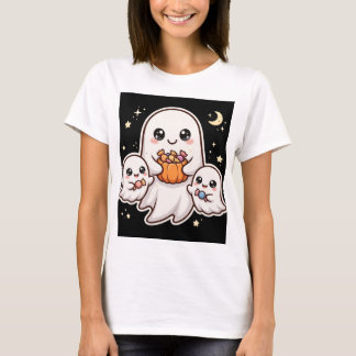 Camiseta de Halloween da Família Fantasma Fofa