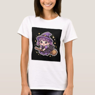 Camiseta de Halloween da Vassoura da Bruxinha Fofa