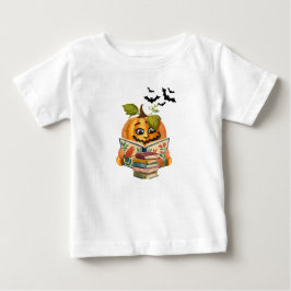Camiseta de Halloween de Abóbora Linda Lendo Livro