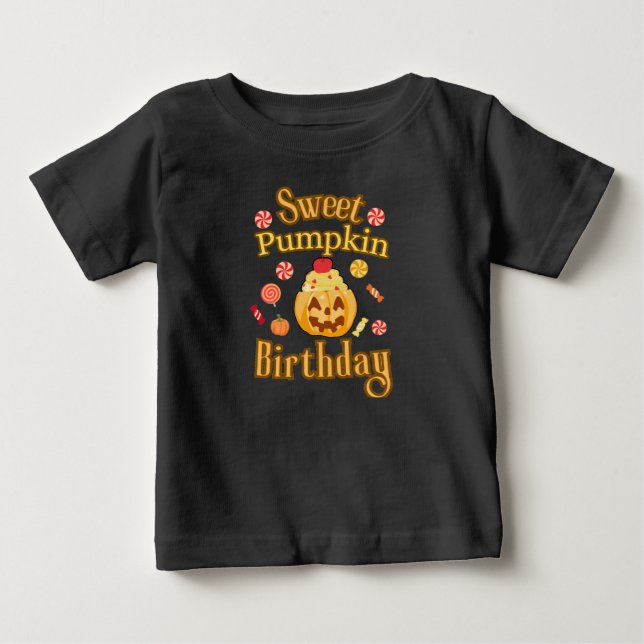 Camiseta de Halloween de Aniversário da Abóbora Do (Frente)