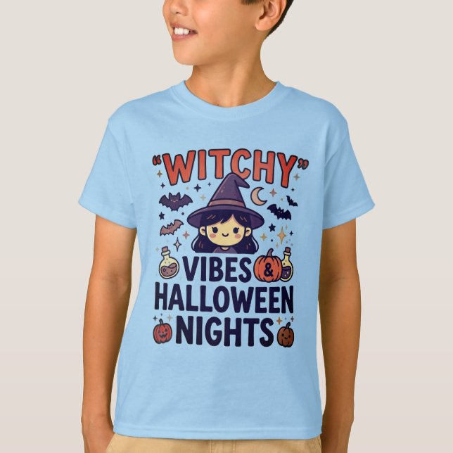 Camiseta de Halloween de Bruxa Fofa (Frente)