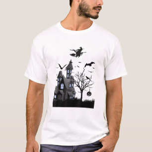 Camiseta de Halloween de Casa Assombrada Morcegos 