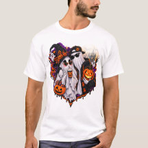 Camiseta de Halloween de Casal de Fantasmas Fofos 