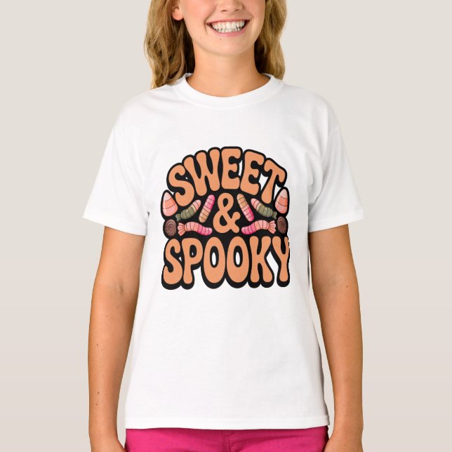 Camiseta de Halloween de Doces Crianças Assustador (Frente)
