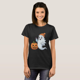 Camiseta de Halloween de Fantasma e Abóbora Fofa