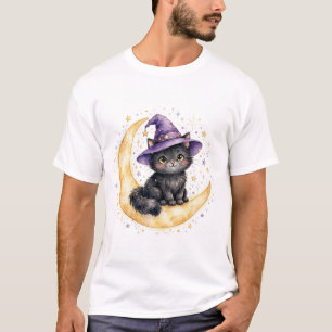 Camiseta de Halloween de Gato Preto Witchy Whisker