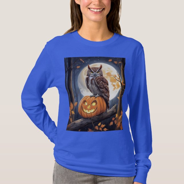 Camiseta de Halloween de manga longa para mulheres (Frente)