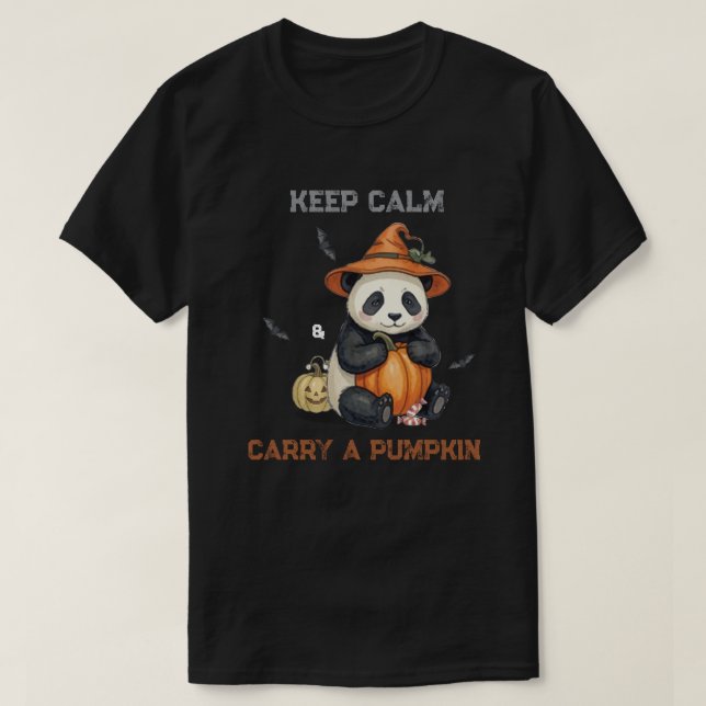 Camiseta de Halloween de Panda Abobora Fofa (Frente do Design)