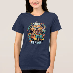 Camiseta de Halloween de Retriever Dourado Assusta