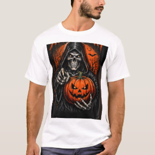 Camiseta de Halloween do Ceifeiro Sinistro Abóbora
