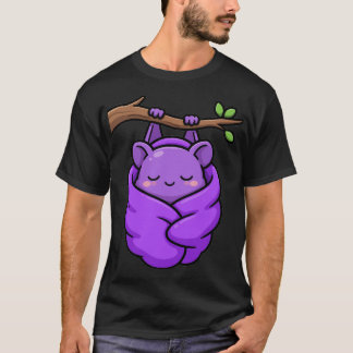 Camiseta de Halloween do Morcego Sonolento Fofo