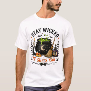 Camiseta de Halloween Fique Mau Fica Bem em Você
