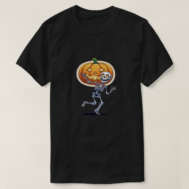 Camiseta de Halloween - Skeleton dança - Brilho en (Frente do Design)