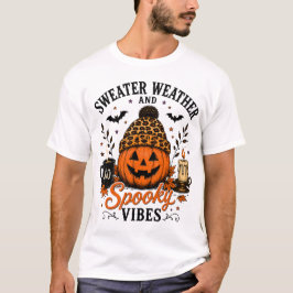 Camiseta de Halloween Sweater Weather e Spooky Vib