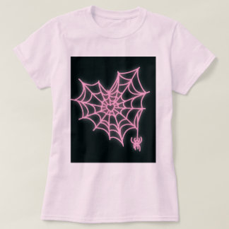Camiseta de Halloween, teia de corações rosa, femi