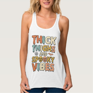 Camiseta de Halloween Thick Thighs e Spooky Vibes_