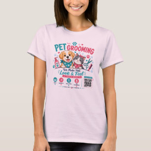 Camiseta de Higiene de Animais Fofos com Código QR