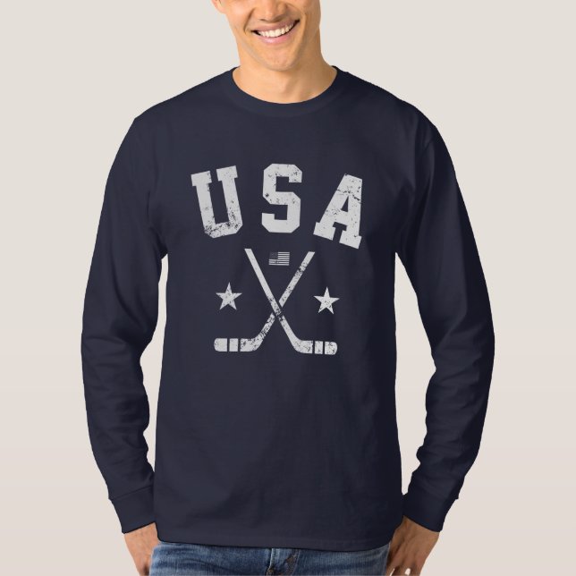 Camiseta de Hóquei no Gelo dos EUA (Frente)