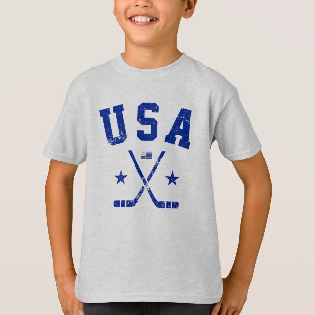 Camiseta de Hóquei no Gelo dos EUA (Frente)