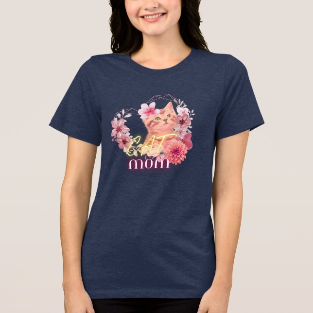 Camiseta de humor da mãe de gato - chique para as  (Frente)